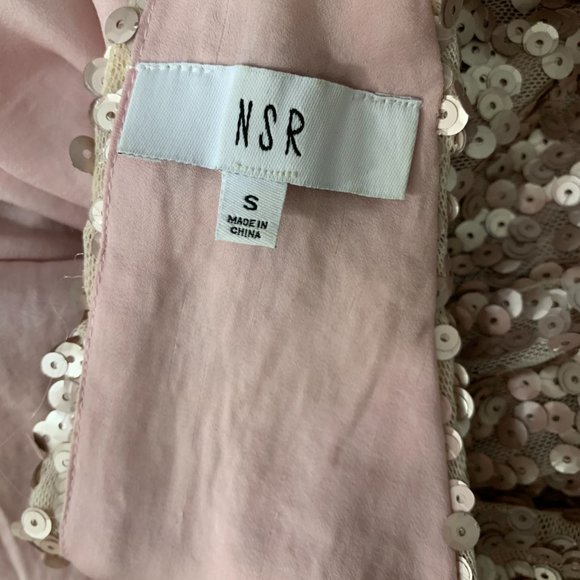 NSR Light Pink w Pink/Silver'ish Sequins Strappy Back Loose Fit High Low Dress - Picture 2 of 9
